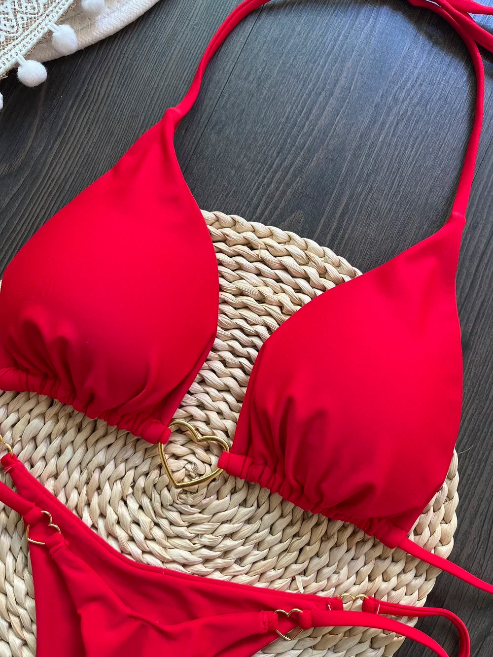 Conjunto de Biquíni Sexy Halter de Cor Sólida RUOTONSEPT, maiô feminino de duas peças, com triângulo e fio dental, traje de banho estilo brasileiro.