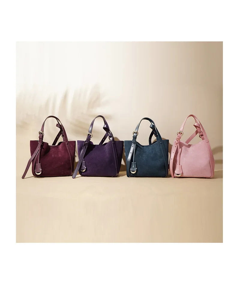 Genuine Leather Tote Bag Large Capacity Vegetable Basket Bucket Bag Luxury Designer Shoulder Bag For Women