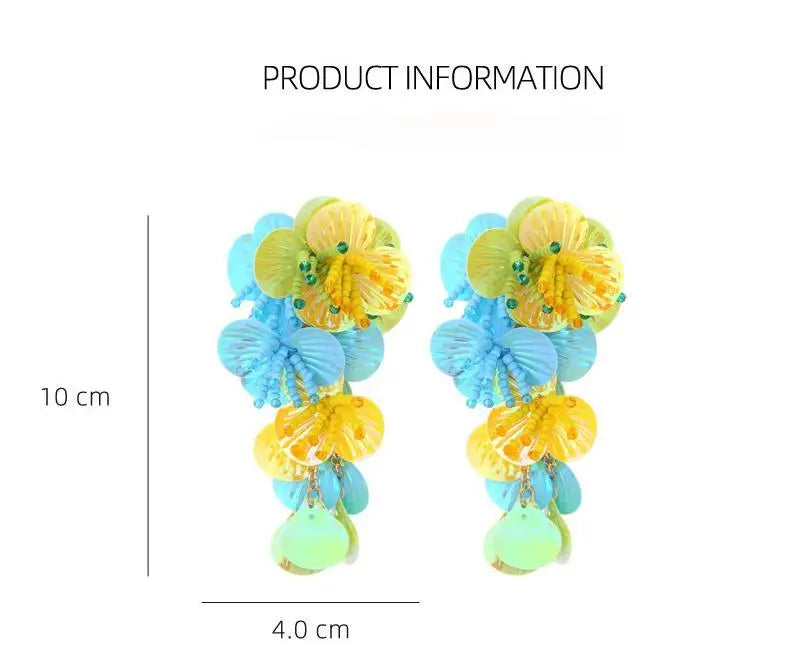 Brinco Feminino Doce Romântico de Primavera, Brincos de Metal em Liga com Flor, Brincos de Stud de Resina Colorida