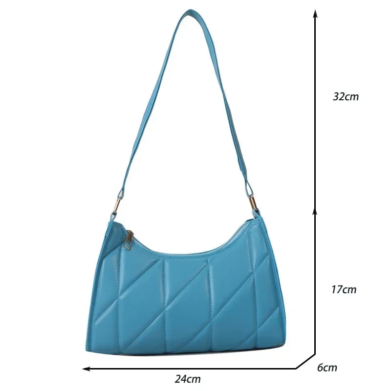 Trendy Women Shoulder Bag PU Leather Underarm Bag Solid Color Handbags Leisure Commuting Small Handle Bags Fashion Zipper Clutch
