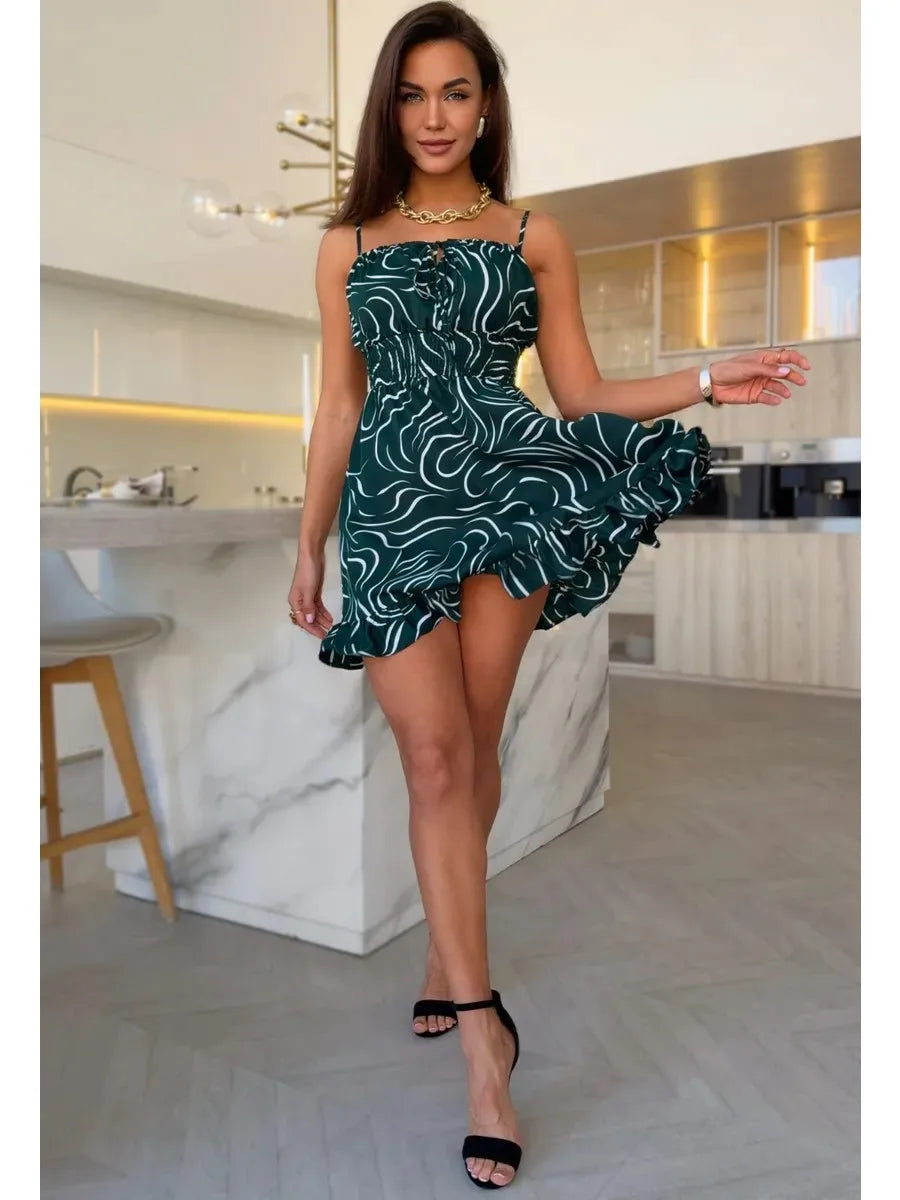 Novo Vestido Feminino de Verão Estampado com Amarração, Vestidos Sem Manga, Vestidos Florais, Vestidos Casuais, Vestidos Elegantes, Roupas Femininas 2025