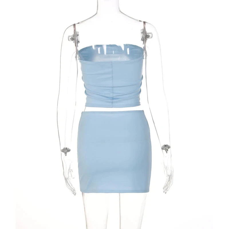 Conjuntos de Dois Peças para Festa e Balada com Tubos e Saias Mini Dulzura Mulheres Primavera 2025 Roupas para Férias Itens por Atacado para Negócios