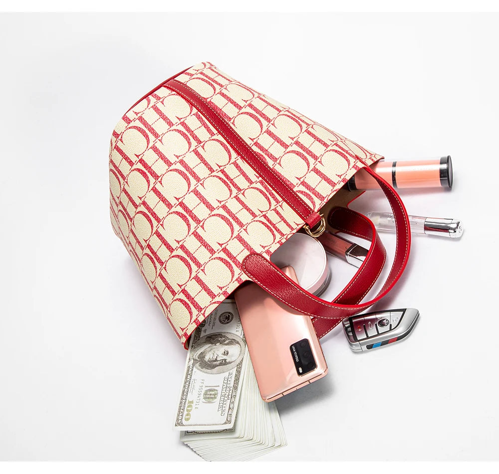 Classic Fashion Retro Design New 2024 Women's Vegetable Basket Bag with Metal Decorative Letter Design Women's Handbag