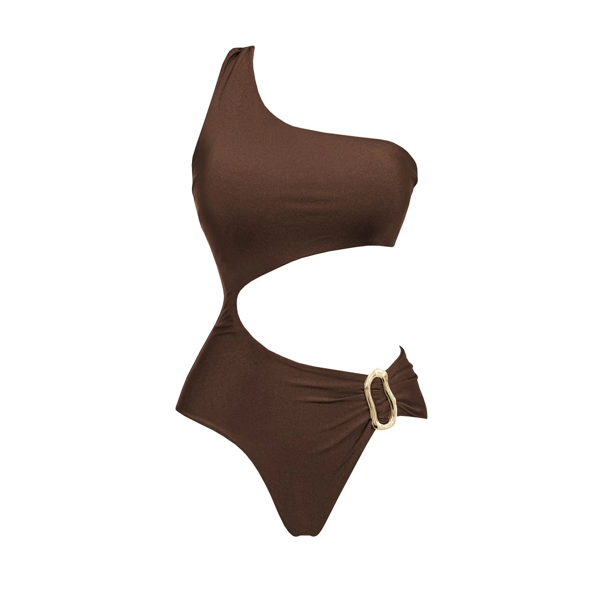 Maiô Cortado para Mulheres Sexy, Biquíni Brilhante, Maiô de Um Ombro, Macacão com Botão, Traje de Banho, Moda Praia