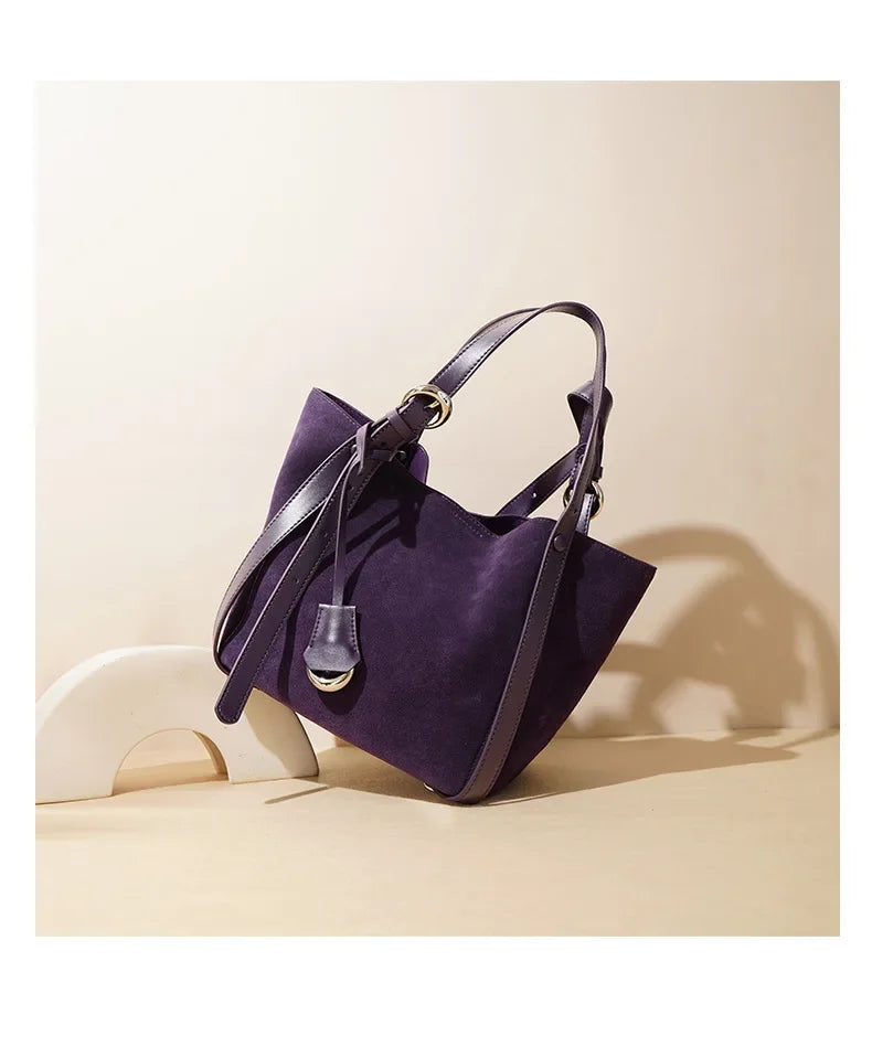 Genuine Leather Tote Bag Large Capacity Vegetable Basket Bucket Bag Luxury Designer Shoulder Bag For Women