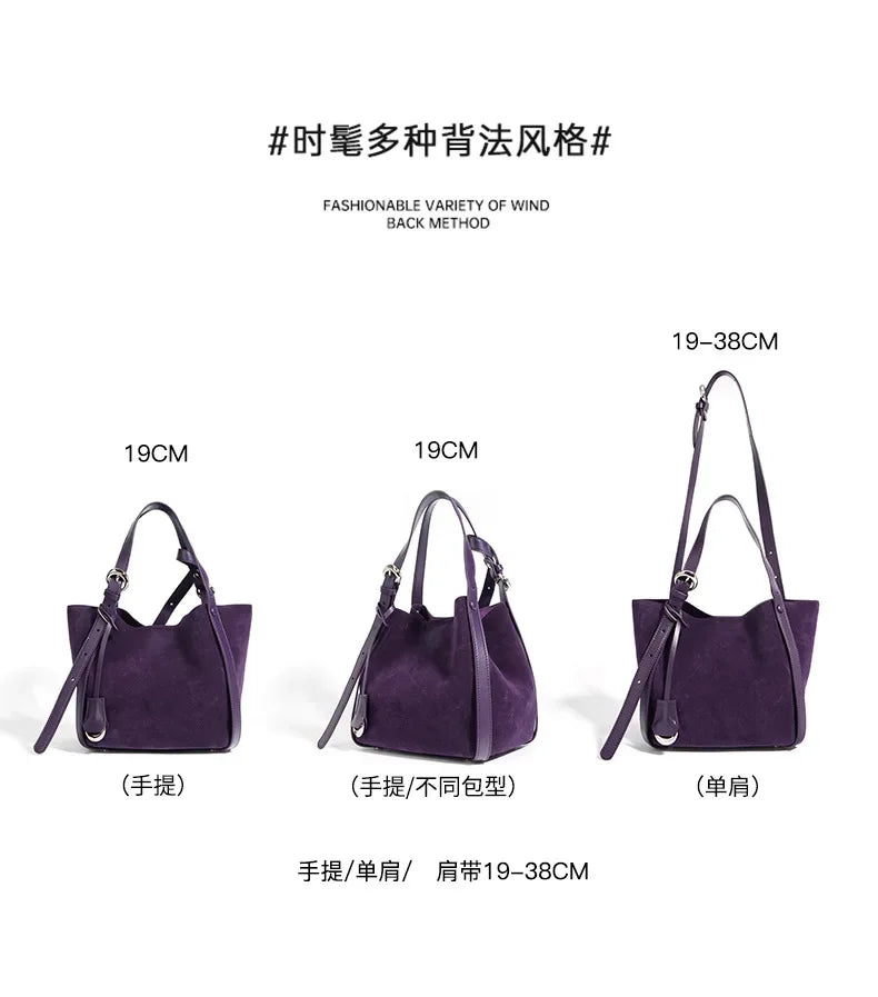 Genuine Leather Tote Bag Large Capacity Vegetable Basket Bucket Bag Luxury Designer Shoulder Bag For Women