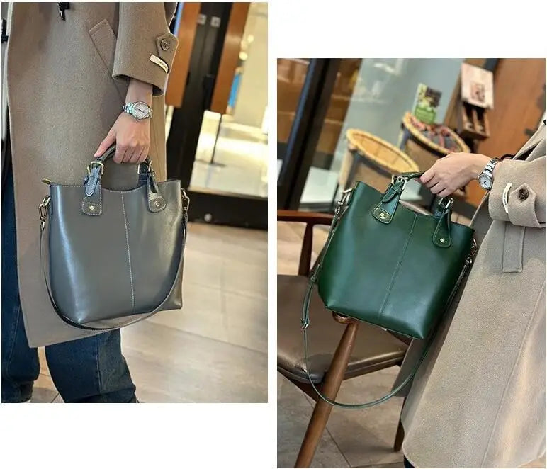 New Arrive Women's Fashion Handbags High Quality Genuine Leather Shoulder Bags Large Bucket Bags Designer Handbags