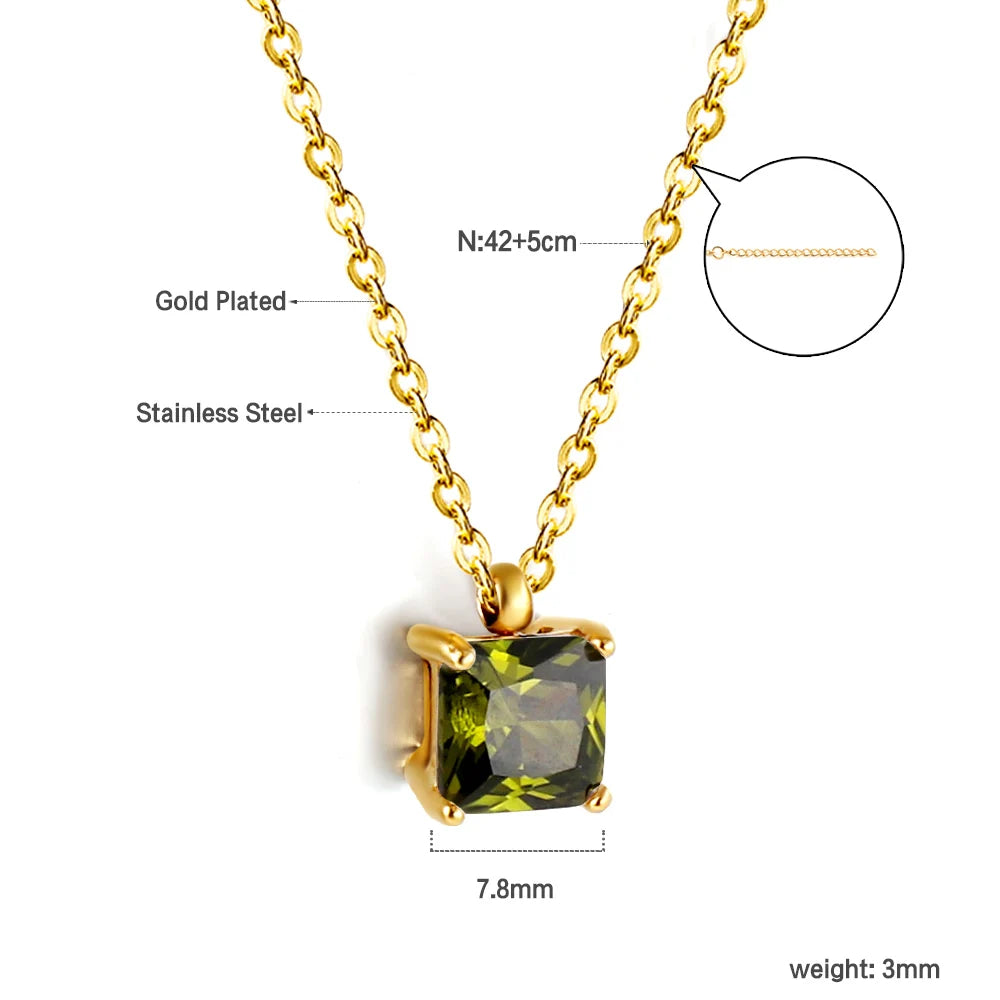 Colar de Pingente Redondo de Zirconia Cúbica de Aço Inoxidável ASONSTEEL para Mulheres, Joias Minimalistas Charmosas, Design Brilhante como Presente