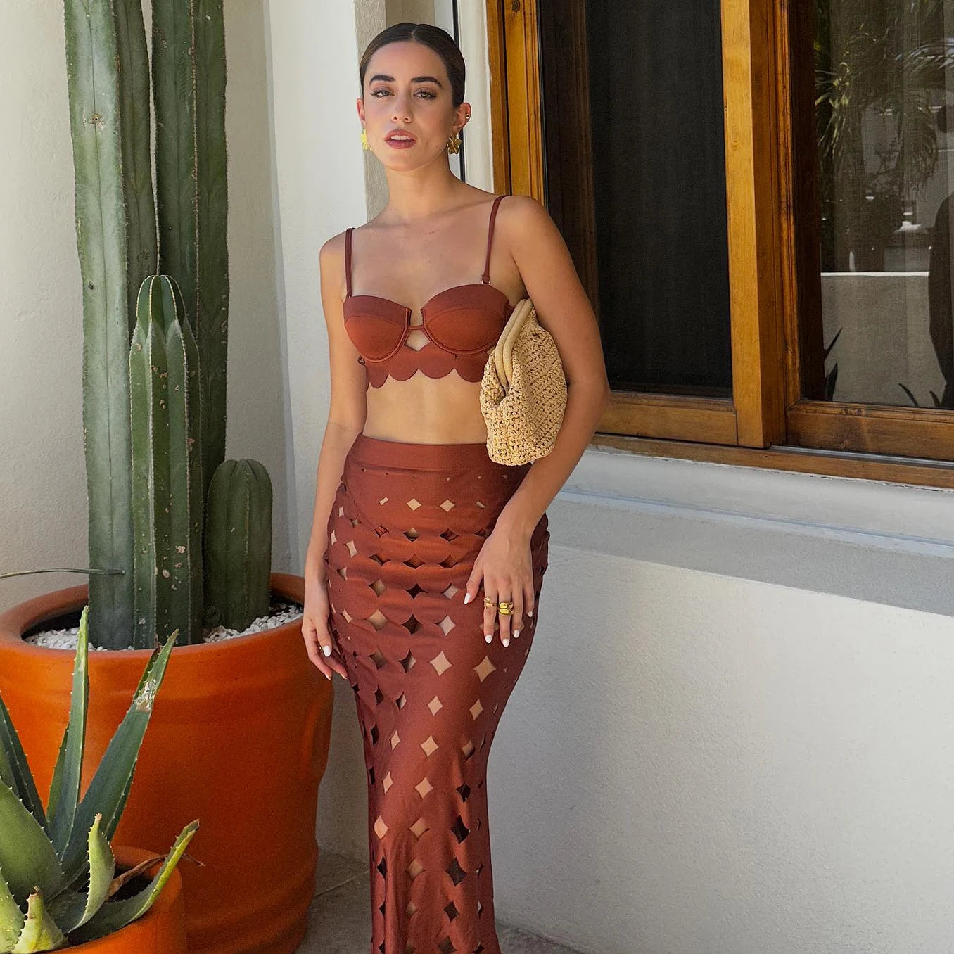 Conjunto de 3 peças de maiô laser cut para mulheres, biquíni sexy com push-up, moda de bainha alta, biquíni feminino com recortes, roupa de banho tipo bodysuit para praia.