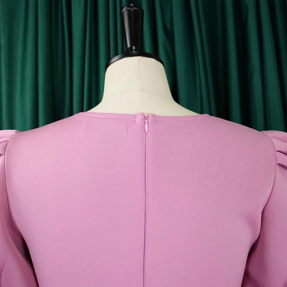 Vestidos Elegantes para Mulher 2024, Decote em O, Manga Curta, Cintura Alta, Pregas, Midi Luxuoso para Festas de Aniversário e Jantares