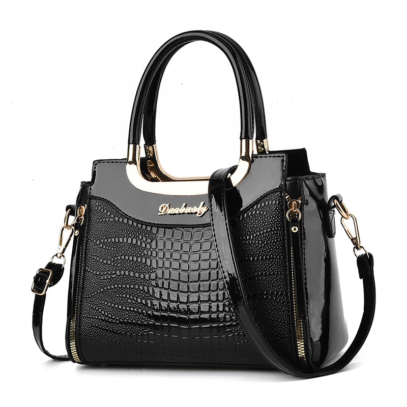 Chic Crocodile Pattern Faux Leather Crossbody Bag With Adjustable Strap - Elegant Women's Shoulder Purse For Daily Use