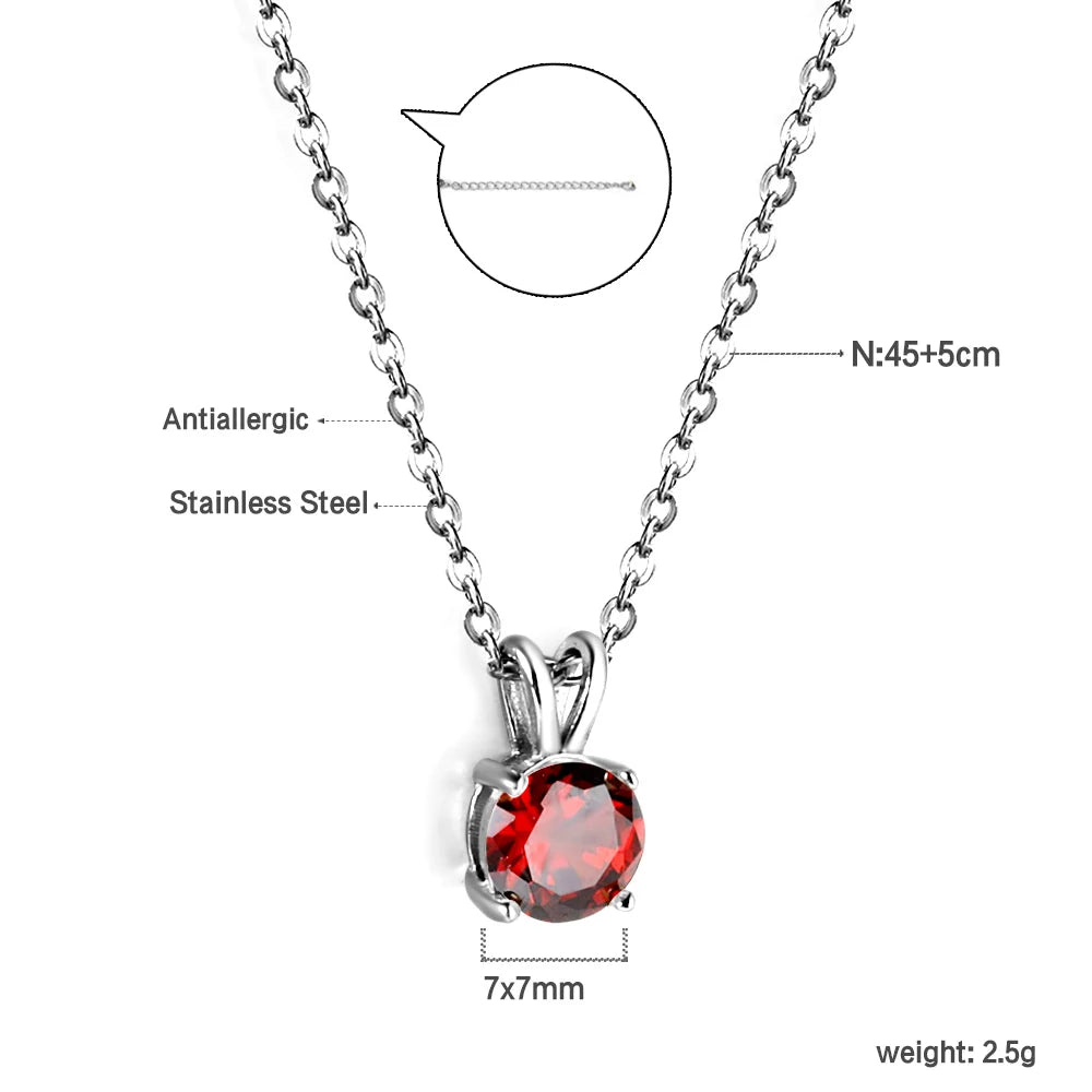 Colar de Pingente Redondo de Zirconia Cúbica de Aço Inoxidável ASONSTEEL para Mulheres, Joias Minimalistas Charmosas, Design Brilhante como Presente