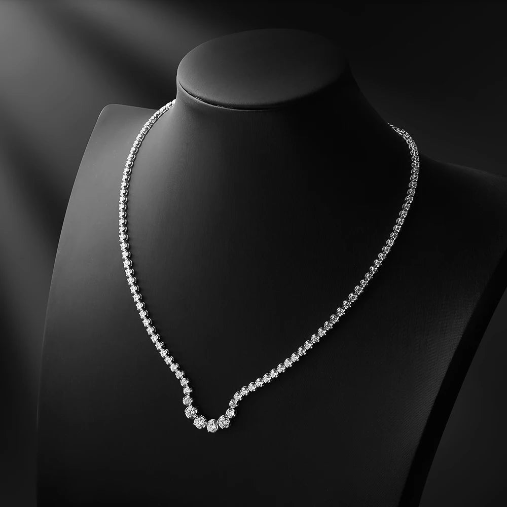 Colar de Tênis Moissanite 1.2ct para Mulheres com Certificado, Original 925 Prata Esterlina, Joia de Corrente Clavicular, Presente de Diamante