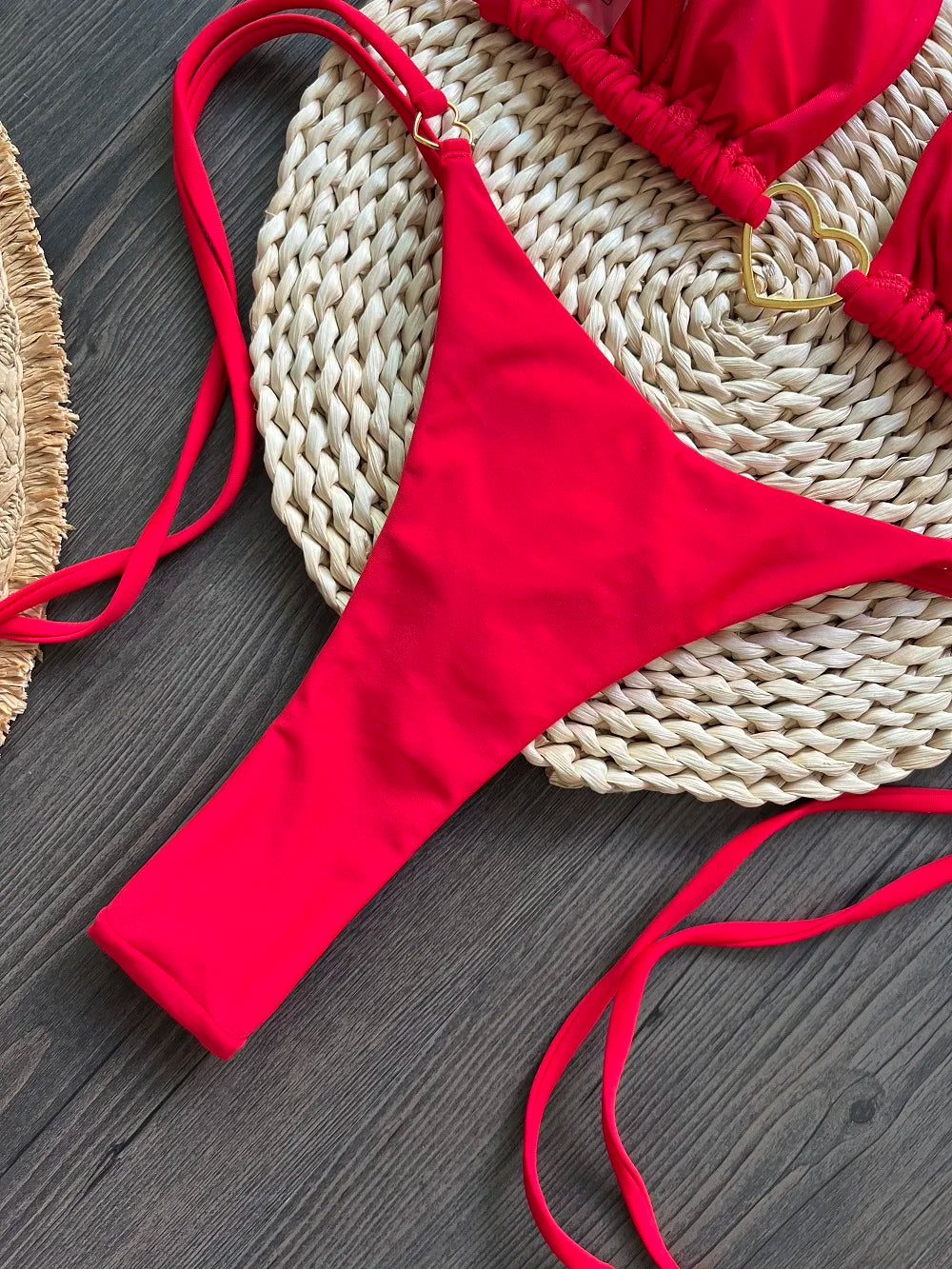 Conjunto de Biquíni Sexy Halter de Cor Sólida RUOTONSEPT, maiô feminino de duas peças, com triângulo e fio dental, traje de banho estilo brasileiro.