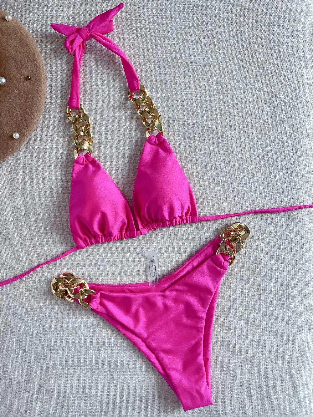 Biquíni sexy push up em 2025, micro corrente, verão, tecido macio, entrada de luxo, maiô feminino de duas peças, traje de banho para praia.