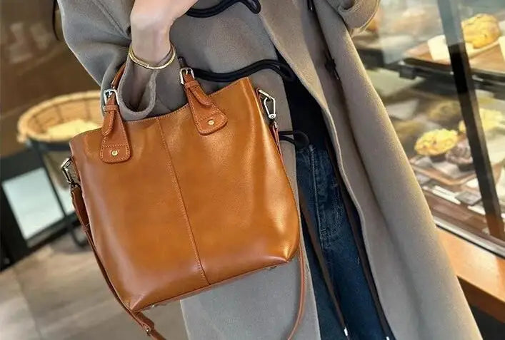 New Arrive Women's Fashion Handbags High Quality Genuine Leather Shoulder Bags Large Bucket Bags Designer Handbags