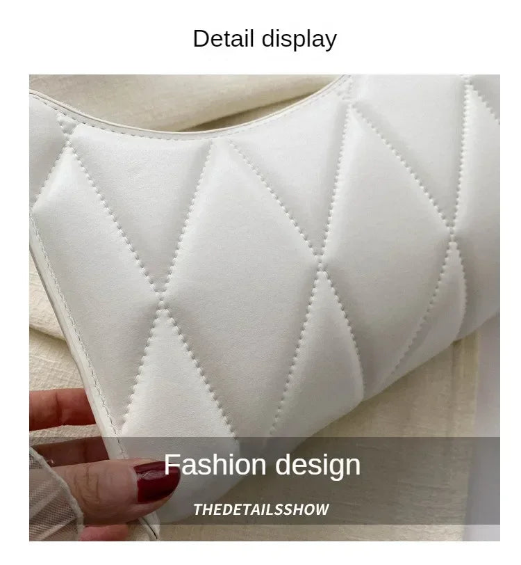 Trendy Women Shoulder Bag PU Leather Underarm Bag Solid Color Handbags Leisure Commuting Small Handle Bags Fashion Zipper Clutch