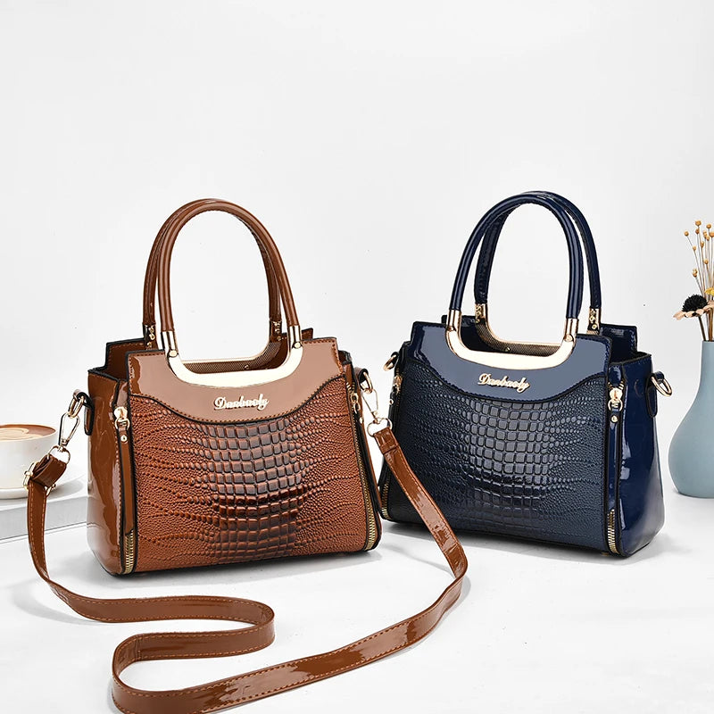 Chic Crocodile Pattern Faux Leather Crossbody Bag With Adjustable Strap - Elegant Women's Shoulder Purse For Daily Use