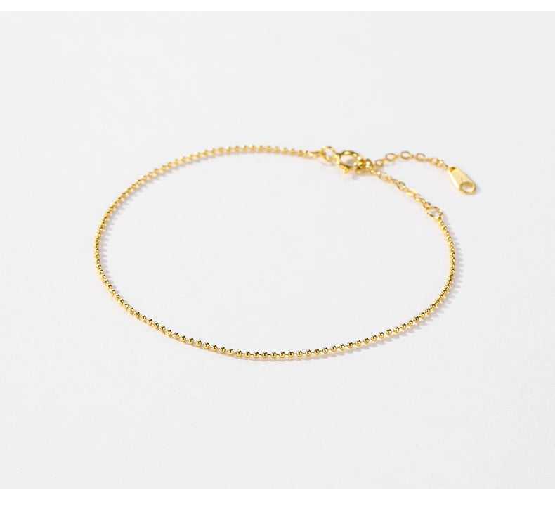 MODIAN Pulseira Ajustável Empilhável de Pequenas Esferas Finas em Prata Esterlina 925 - Presente de Dia dos Namorados para Mulheres - Joias Finas