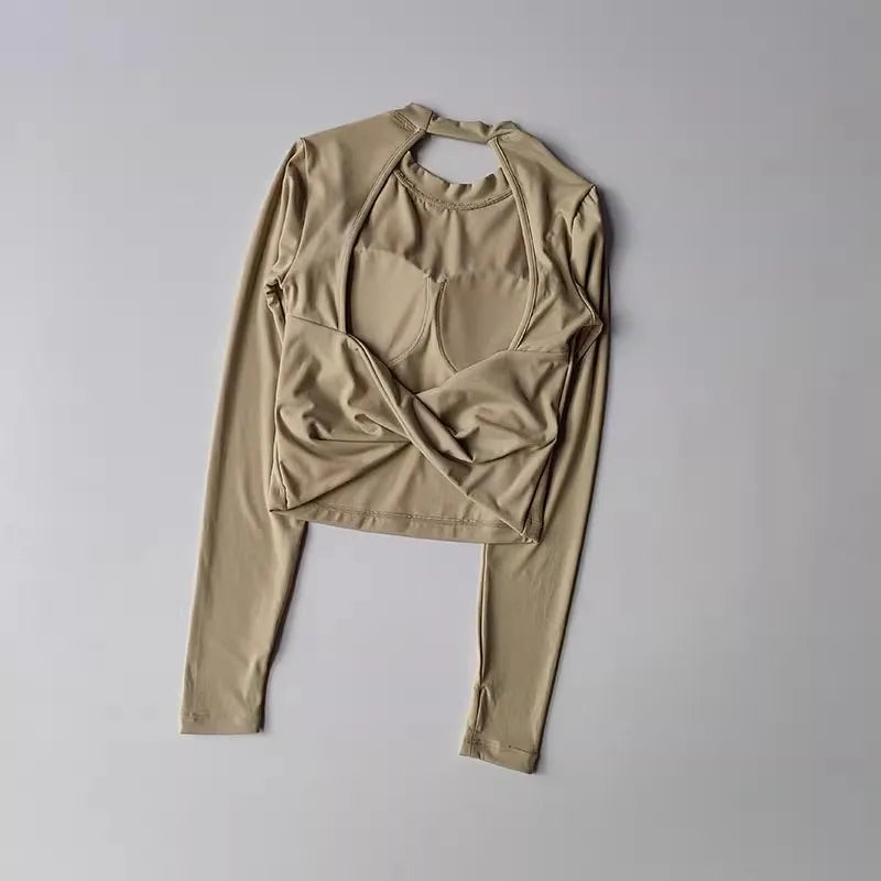 Camiseta esportiva sem costas, com almofada fixa no peito, justa, de secagem rápida, suit de yoga afinado para mulheres.