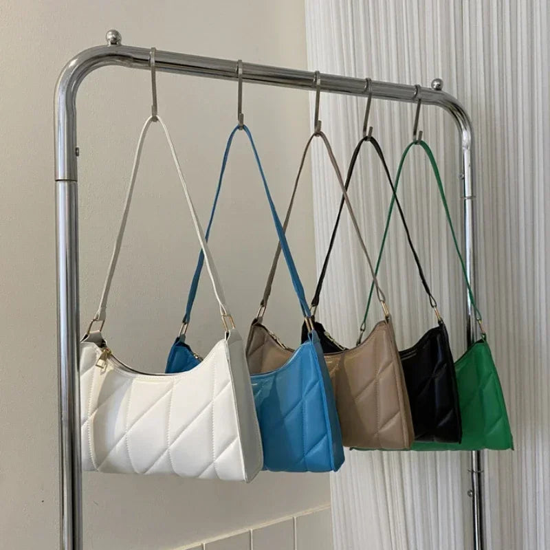 Trendy Women Shoulder Bag PU Leather Underarm Bag Solid Color Handbags Leisure Commuting Small Handle Bags Fashion Zipper Clutch