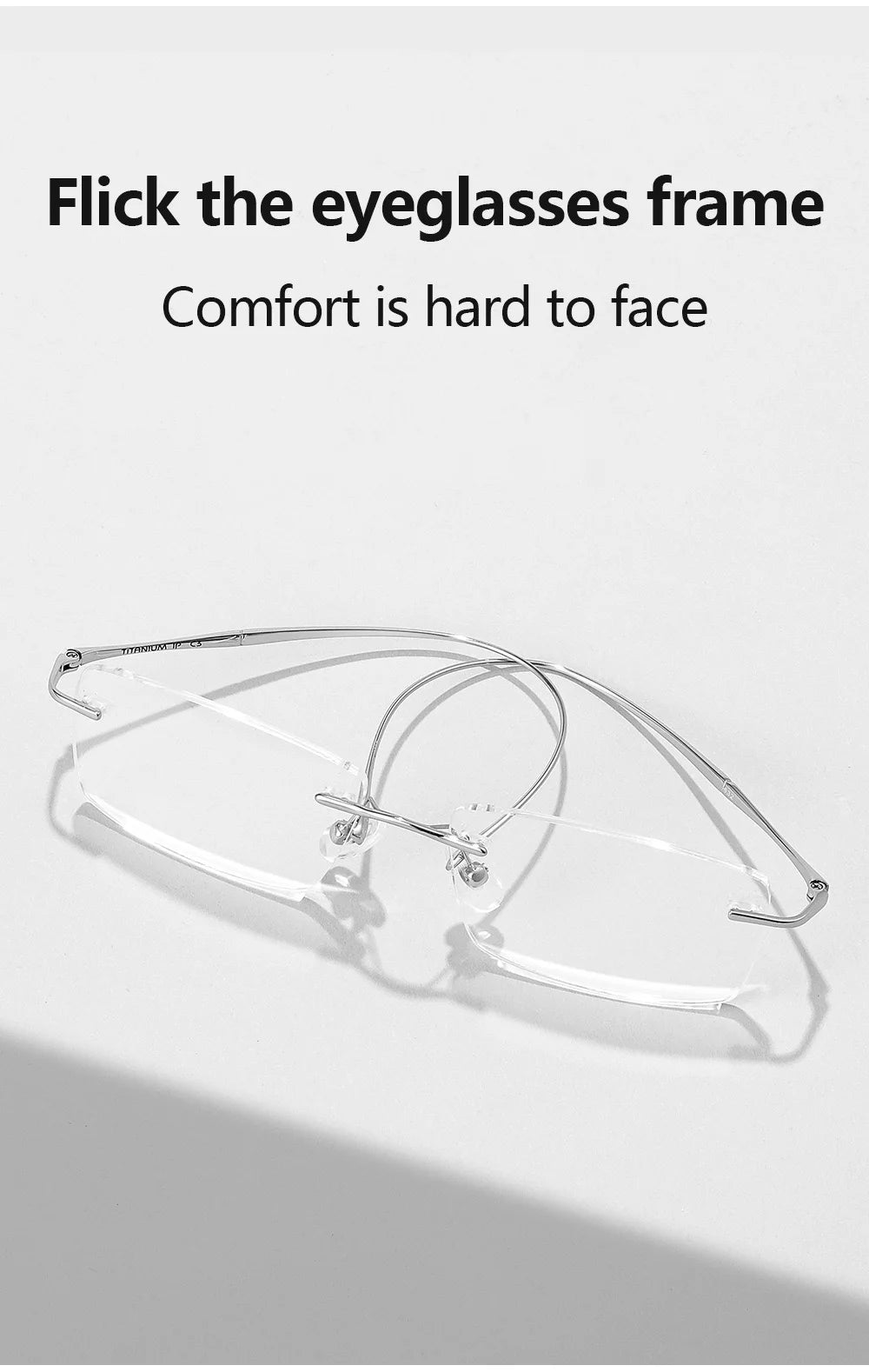 Óculos de Titanio Puro Anti Luz Azul para Homens - Armações de Óculos de Marca Luxuosa - Óculos Sem Montura para Mulheres - Lentes de Computador de Titanio Puro