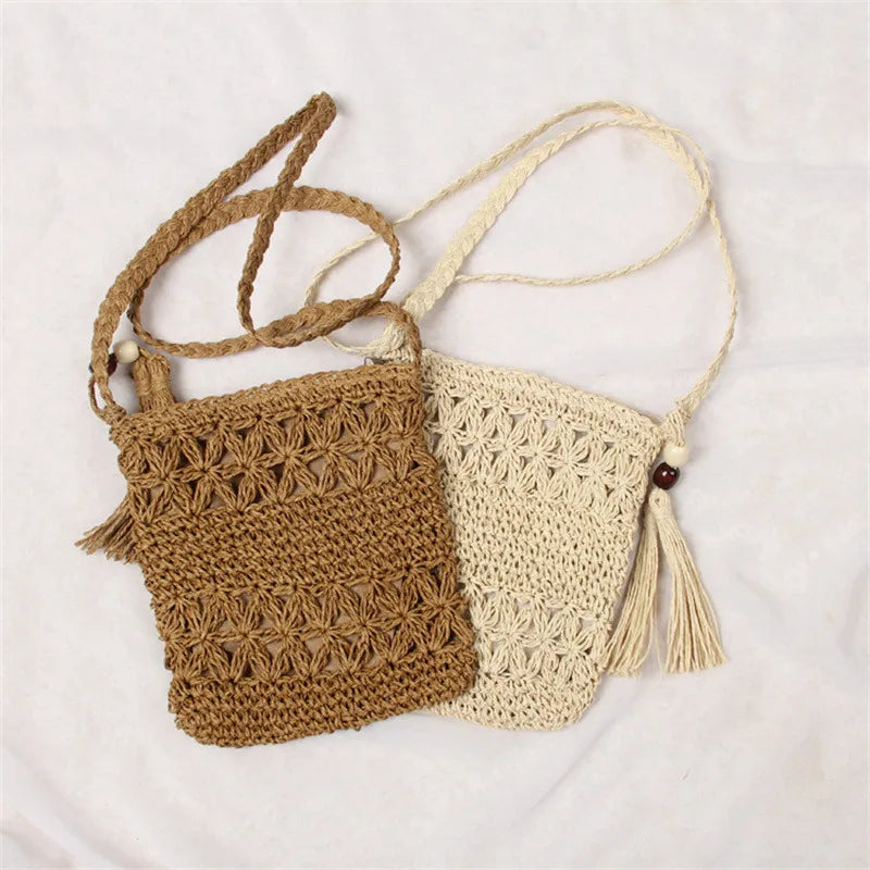 New Half Round Straw Bags for Women Summer Beach Rattan Bag Handmade Woven Half Moon Crossbody Handbags Bohemia