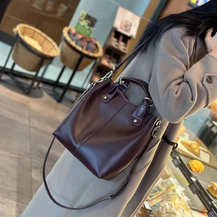 RanHuang New Arrive Women's Fashion Handbags High Quality Genuine Leather Shoulder Bags Large Bucket Bags Designer Handbags