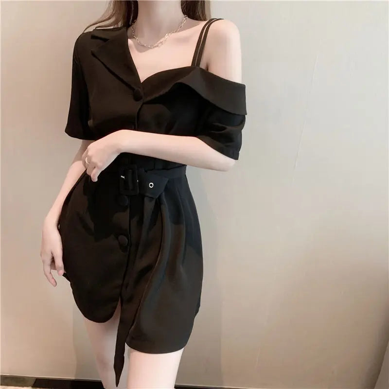 Vestidos para Mulheres 2024 Roupas de Seda para Ocasiões Formais Blazer Vestido Feminino de Cetim Chiffon Mini Curto Sensual Sexy Macacão Novo em X