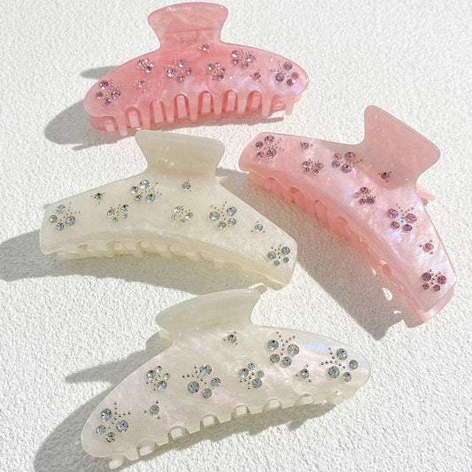 Piranha de Cabelo Borboleta de Strass Estelar em Gradiente de Luxo, Rosa e Branco, Tamanho Grande, Acessórios para Mulheres