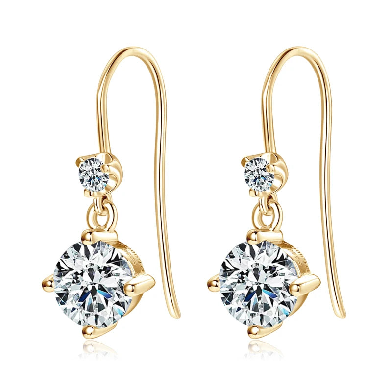 Brinco de Moissanita Lnngy de 6,5mm Ohrringe Prata 925 Brinco de Pino para Meninas Mulheres Joia de Casamento Brilhante Presente