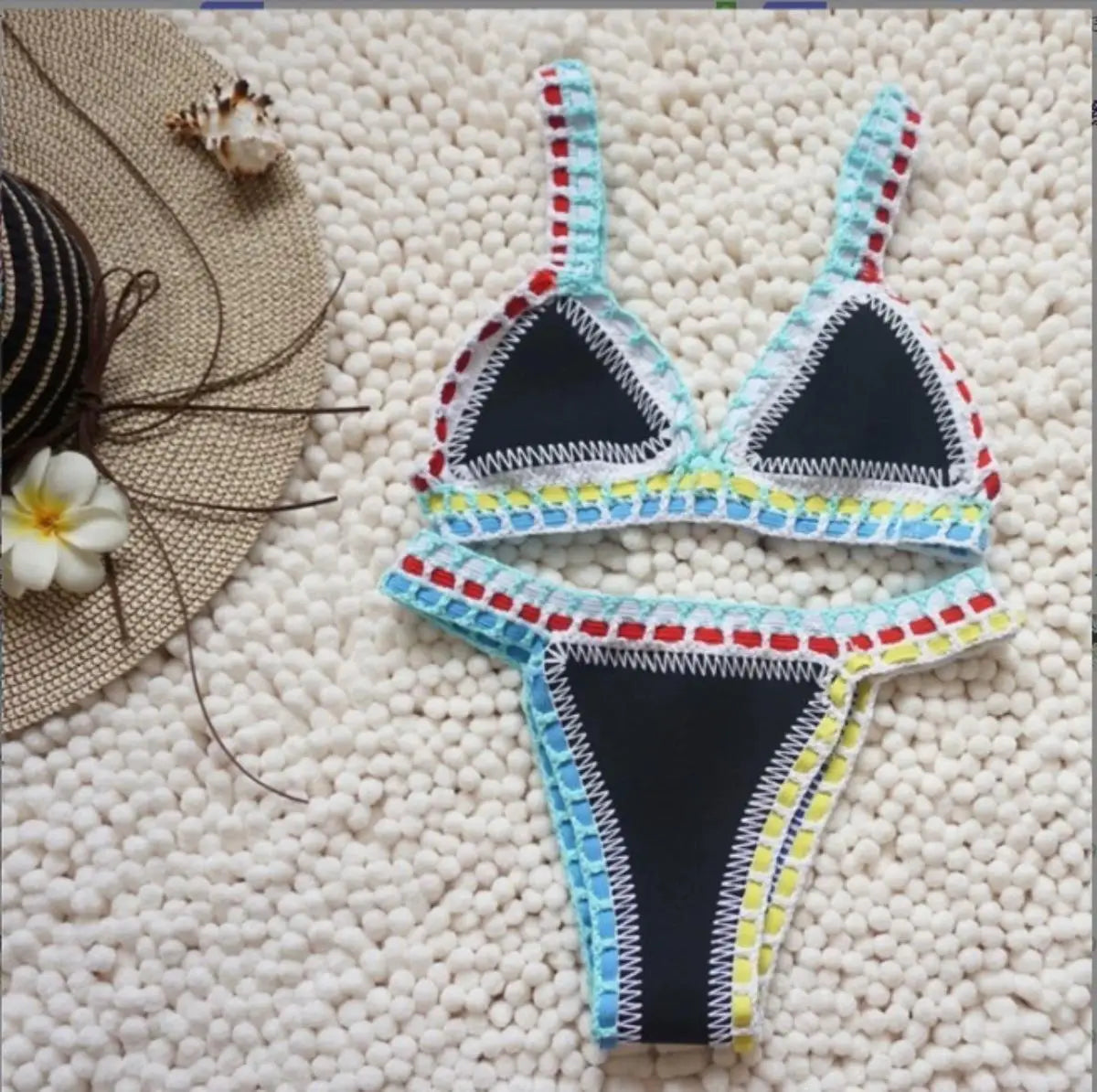Biquíni de Crochê Rosa 2025 Moda Praia Sexy para Mulheres Conjunto de Biquíni Micro Biquíni com Top Bandeau Roupas de Praia Biquíni Brasileiro
