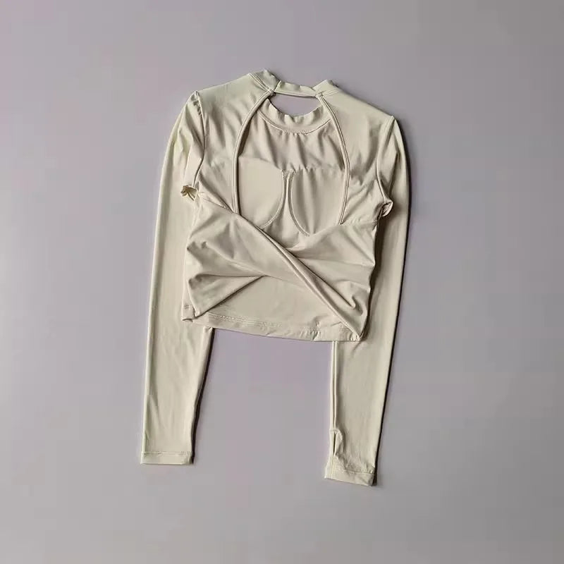 Camiseta esportiva sem costas, com almofada fixa no peito, justa, de secagem rápida, suit de yoga afinado para mulheres.