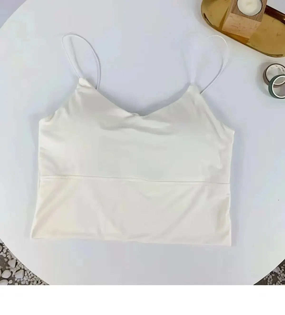 1 peça de Camisola Sem Costura em Tecido de Seda Gelada para Mulheres - Top Esportivo Sem Fios com Sutiã Almofadado Bralette