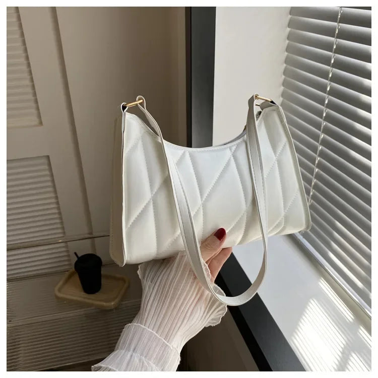Trendy Women Shoulder Bag PU Leather Underarm Bag Solid Color Handbags Leisure Commuting Small Handle Bags Fashion Zipper Clutch