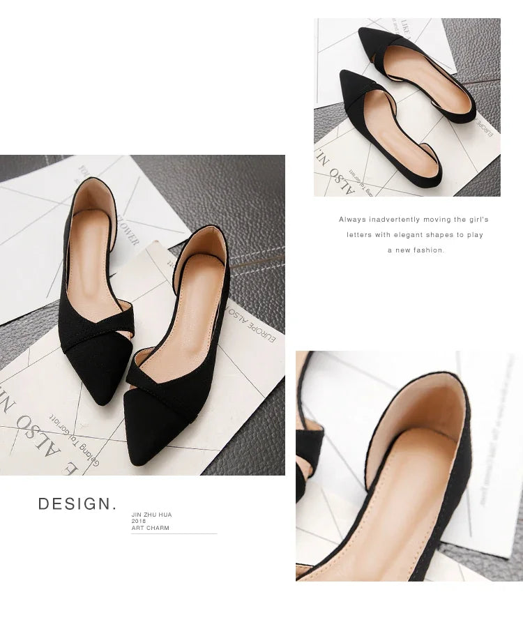 Sapatilhas Femininas Rosa Preto Cor Sólida Tamanho Pequeno 33 34 Grande 41 42 43 44 Couro Suede Bico Fino Sapatos de Escritório para Mulheres com Salto Baixo