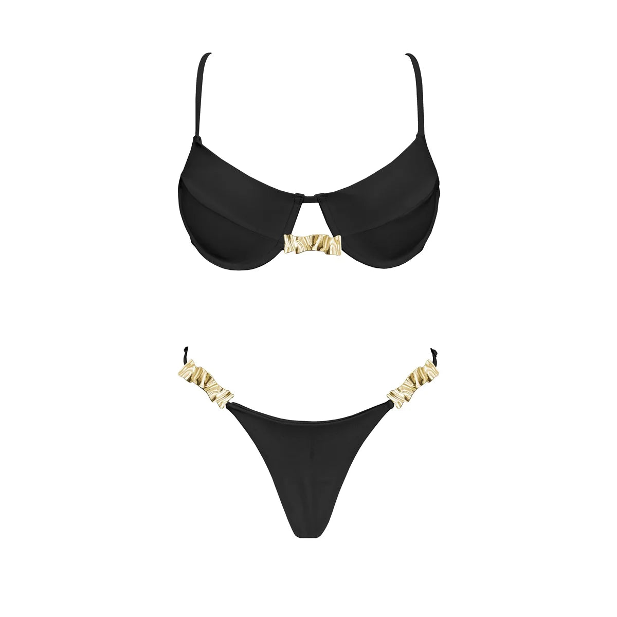 Biquíni Push Up 3 peças com Cobertura - Moda Praia Feminina, Roupa de Banho Sexy com Botão Brilhante, Maiô Biquíni