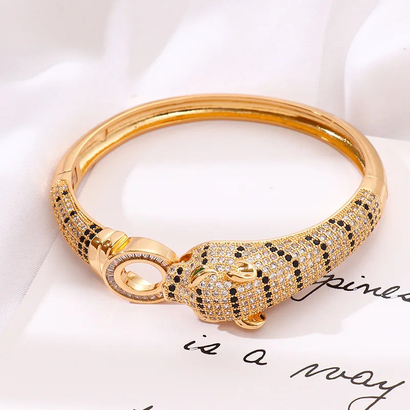 Nova Exquisita Pulseira de Leopardo Feminina Full Diamond Luxo Leve Hip Hop Personalizada