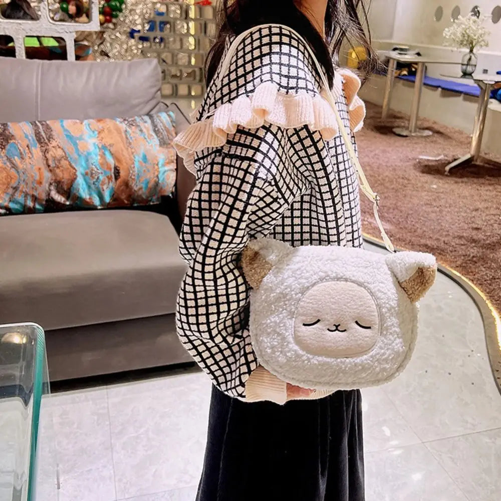 New Fashion Polyester Phone Purse Women Girls Kawaii Plush Shoulder Bag Small Crossbody Bag Outdoor Shopping Accessories