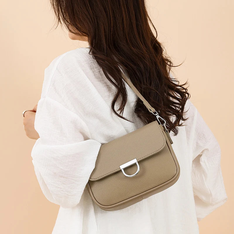 100% Genuine Leather Handbag 2025 Fashion Solid Color Female Shoulder Crossbody Bag Women bags Designer Cowhide Ladies Tote Bags