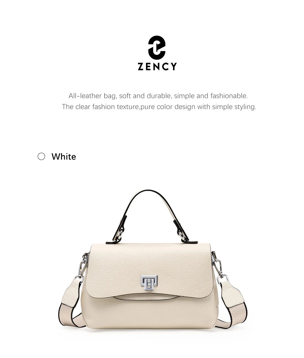 Zency Women's Genuine Leather Top-Handle Bag Simple Fashion Envelope Luxury Brand Shoulder Handbag Small Crossbody for Female