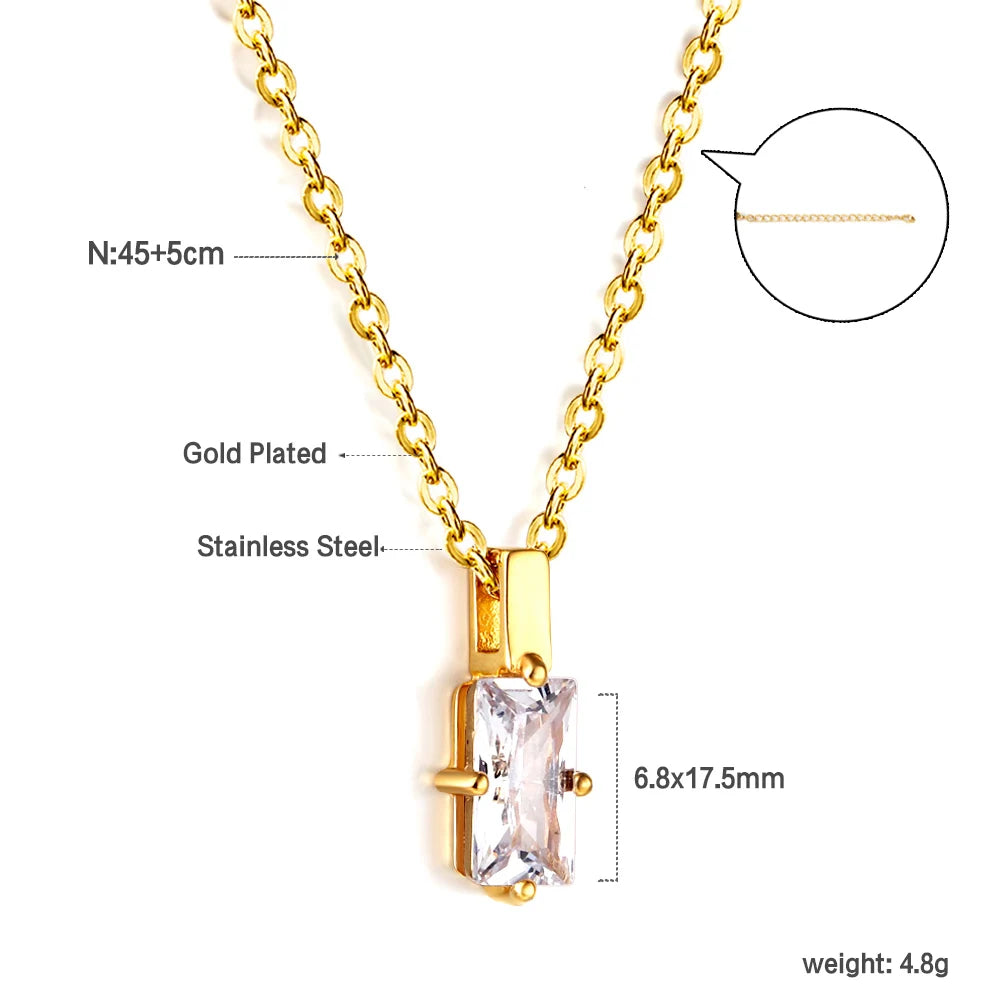Colar de Pingente Redondo de Zirconia Cúbica de Aço Inoxidável ASONSTEEL para Mulheres, Joias Minimalistas Charmosas, Design Brilhante como Presente