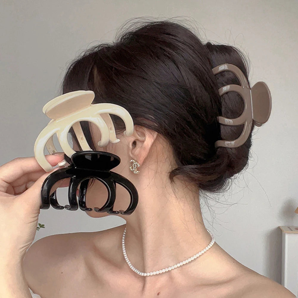 Garrafa de Cabelo Grande Feminina, Presilha de Cabelo Simples de Acrílico Coreana, Grampos de Cabelo em Forma de Tubarão, Clipes Foscos para Penteados de Coque, Acessórios de Cabelo para Meninas