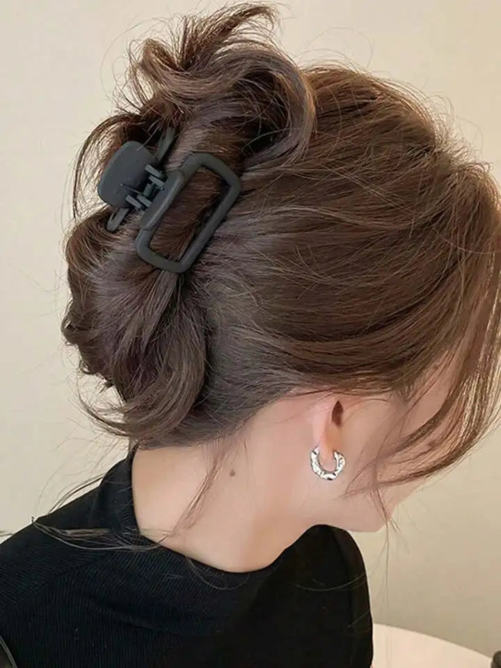 Conjunto de 4 peças de clipe de cabelo em plástico, pequeno, cor matte, formato quadrado, coração, geométrico, clipes de tubarão, clipe de cabelo, acessórios para cabelo feminino
