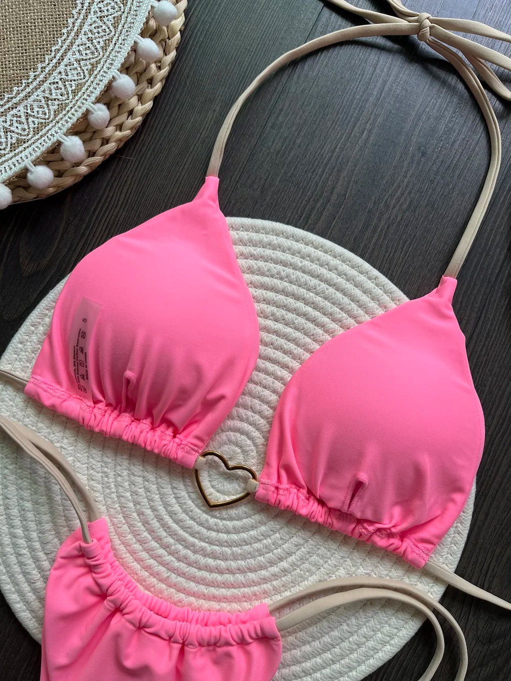 Conjunto de Biquíni Sexy Halter de Cor Sólida RUOTONSEPT, maiô feminino de duas peças, com triângulo e fio dental, traje de banho estilo brasileiro.
