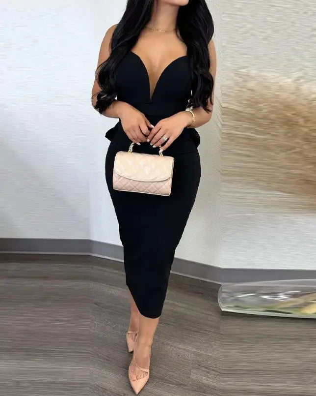Vestidos Elegantes para Mulheres Vestido de Festa Sem Costas com Decote Sexy e Barra de Renda Moda Casual Primavera Verão Outono 2023