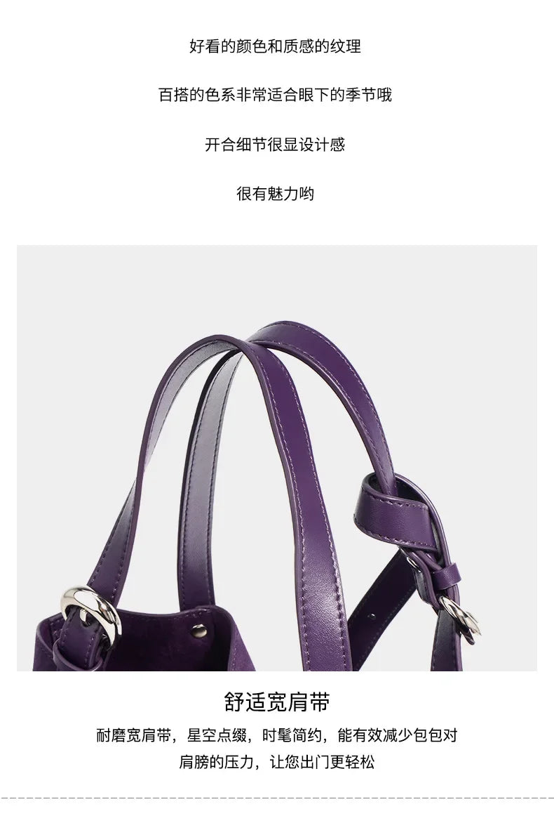 Genuine Leather Tote Bag Large Capacity Vegetable Basket Bucket Bag Luxury Designer Shoulder Bag For Women