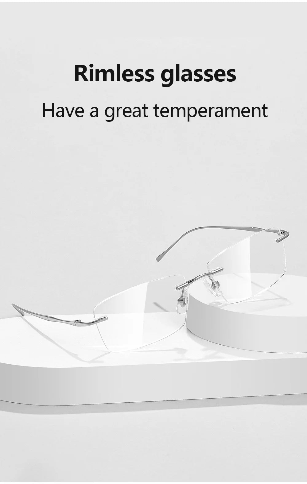 Óculos de Titanio Puro Anti Luz Azul para Homens - Armações de Óculos de Marca Luxuosa - Óculos Sem Montura para Mulheres - Lentes de Computador de Titanio Puro
