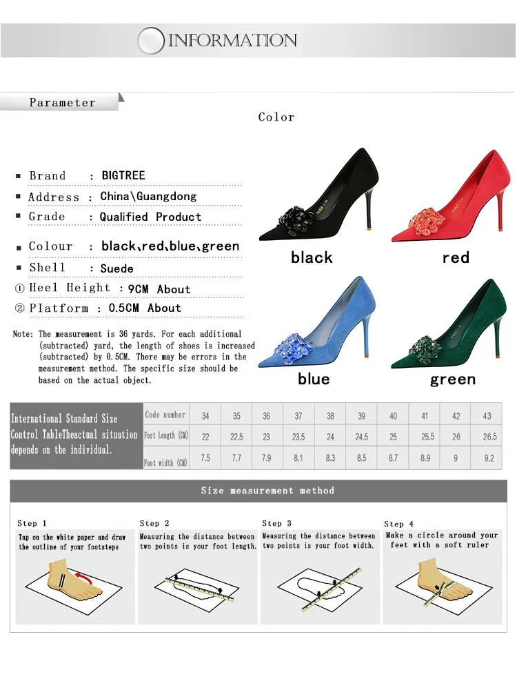 Sapatos BIGTREE 2025 Scarpin Feminino com Strass Laço Salto Alto Luxuoso Sapato de Banquete com Pedras Preciosas Salto Stiletto 9 cm Sapatos Femininos