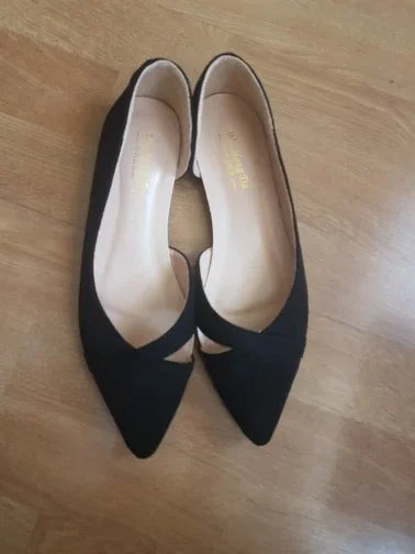 Sapatilhas Femininas Rosa Preto Cor Sólida Tamanho Pequeno 33 34 Grande 41 42 43 44 Couro Suede Bico Fino Sapatos de Escritório para Mulheres com Salto Baixo